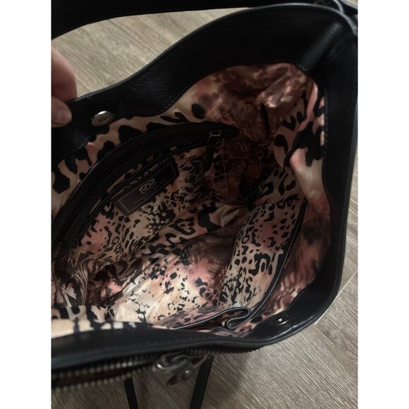 Original by Sharif Patchwork Genuine Leather Cowhide Suede Hobo Purse Black Bag - Picture 4 of 12